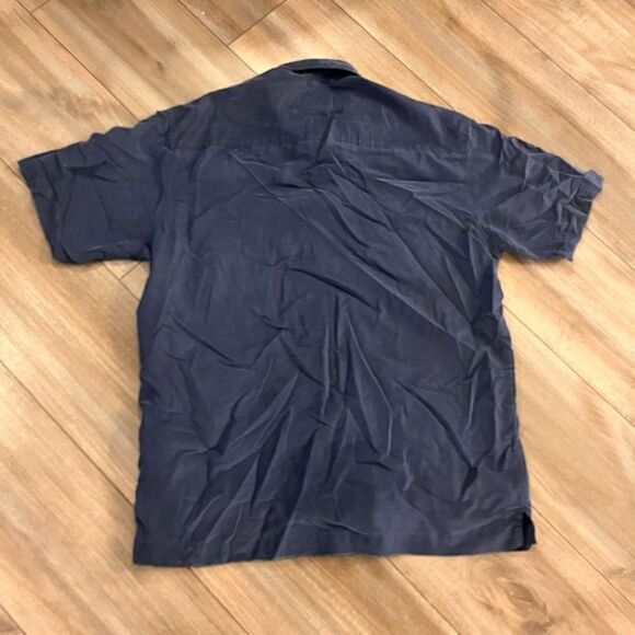 Vintage Quiksilver Navy Short Sleeve Striped Buttonup Men Small P-200 - Picture 5 of 5